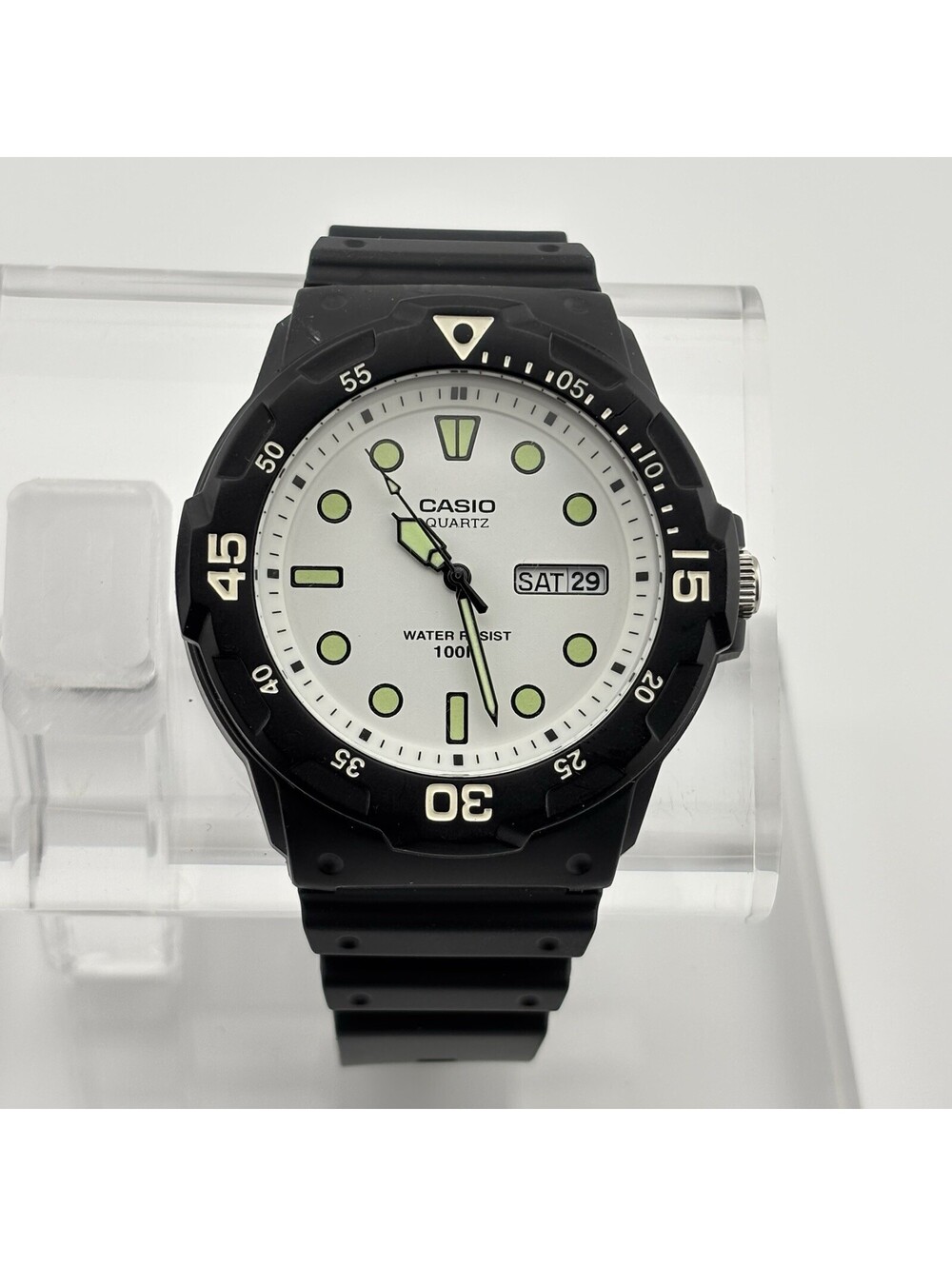 Casio MRW200H-7EV Black Analog Day-Date Sports Watch 43mm White Dial 100M